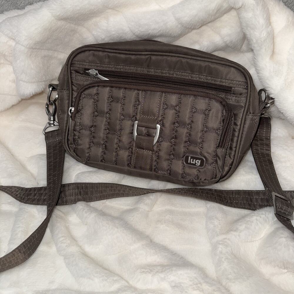LUG Carousel Crossbody Shoulder Beltbag Convertible Bag Purse Gray Brown